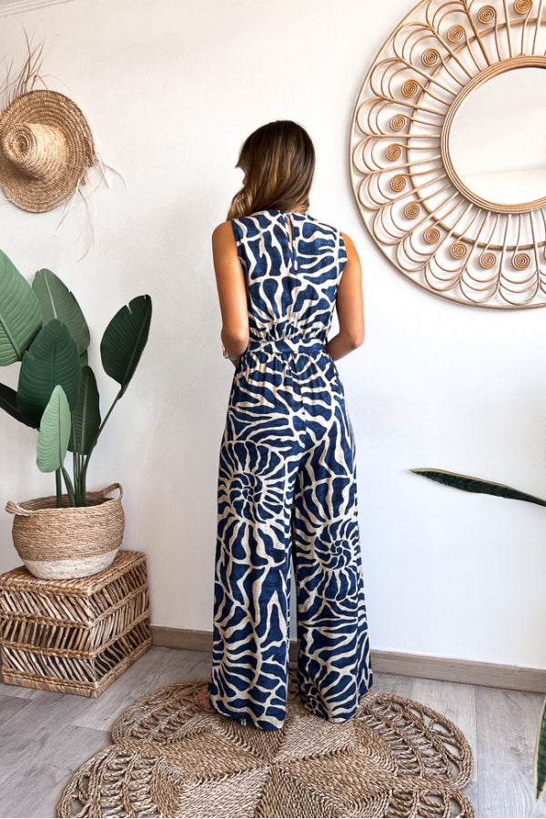 Fiorella® | Sommeranzug-Overall mit Swirl-Print, ärmellos