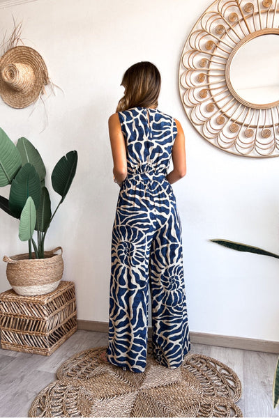 Fiorella® | Sommeranzug-Overall mit Swirl-Print, ärmellos