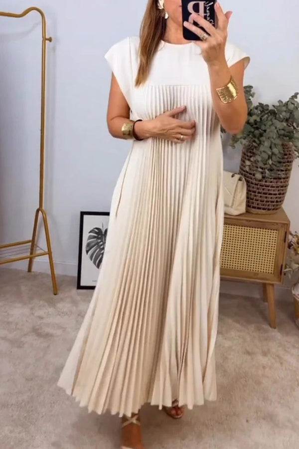 Anita® | Ärmelloses, plissiertes, schlichtes einfarbiges Kleid