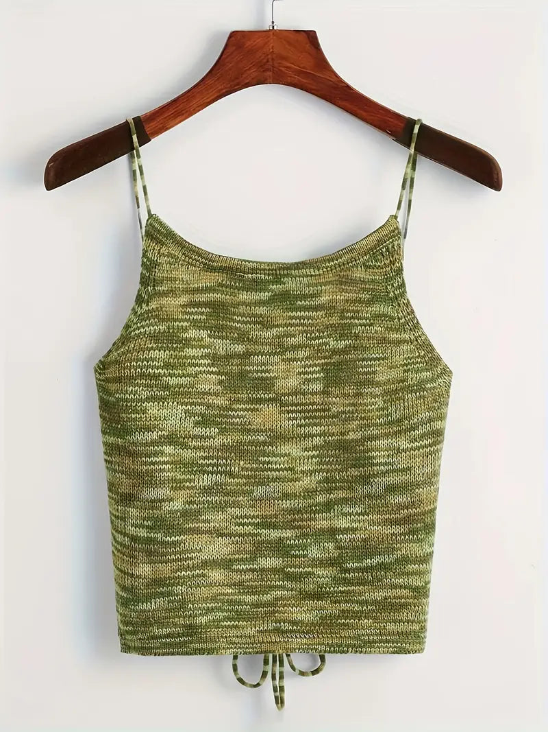 Melanie | Elegantes Rückenfreies Stricktop mit Spaghettiträgern