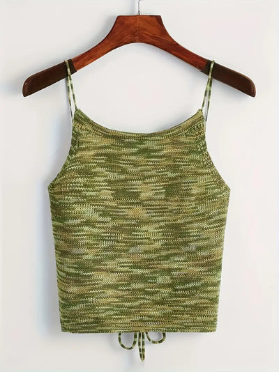 Melanie | Elegantes Rückenfreies Stricktop mit Spaghettiträgern