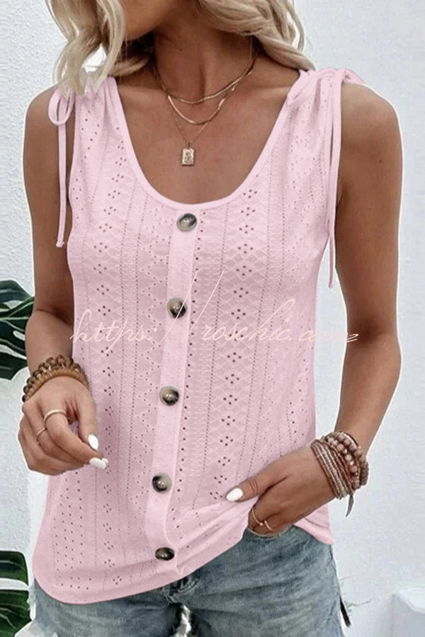 Sherry® | Tanktop mit Knöpfen und durchbrochenen Ausschnitten