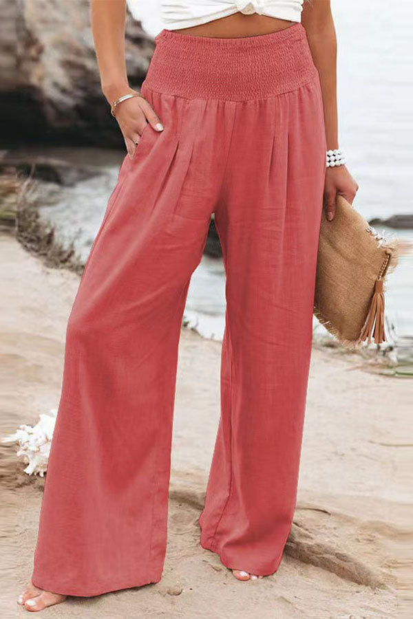 Audrey® | Gesmokte Hose aus Leinenmischung von Fresh Air mit Taschen