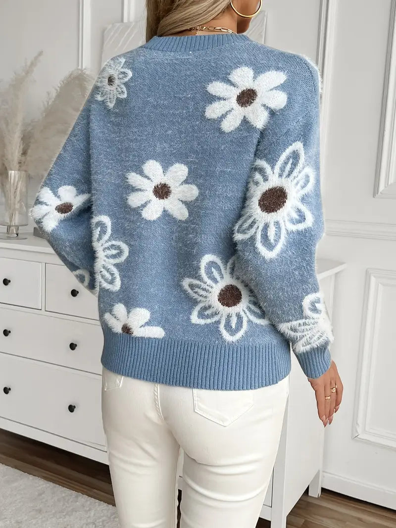 Betsy – gestrickter blumenpullover
