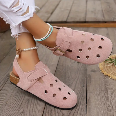 Jamboree | Retro Kork Clogs mit Geschlossener Spitze und Schnallenriemen