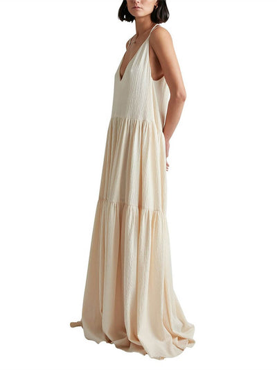 Trista® | Langes Kleid mit Trägern und tiefem V-Ausschnitt
