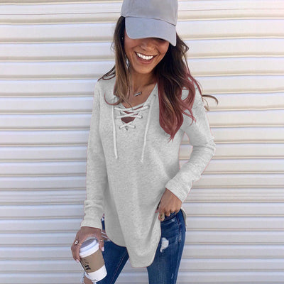 Langarmshirt mit Schnürung | Lässiger Schnitt | Bequemer Stil