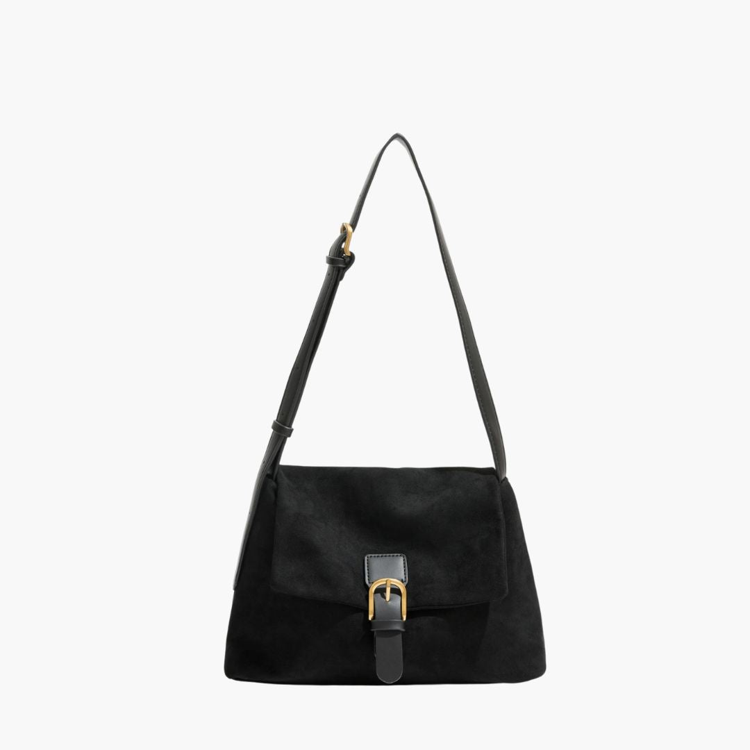 Handtasche | Wildlederoptik | Schnallendetail