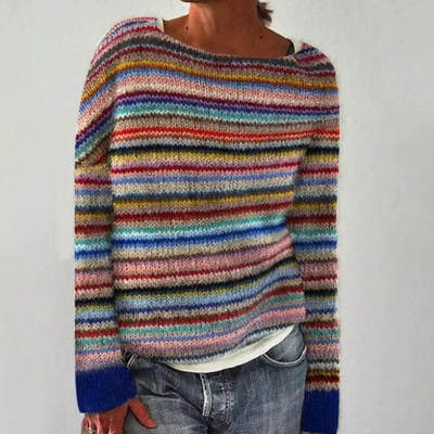 Norweger Grobstrickpullover Damen | Rundhals Langarm Strick