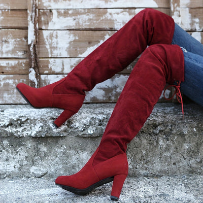 Overknee Stiefel Damen | Überkniehoher Schaft mit Slip-On