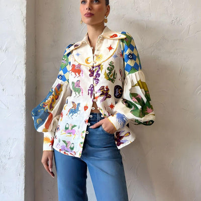 Jasmin | Farbenfrohe Statement-Tunika mit Print