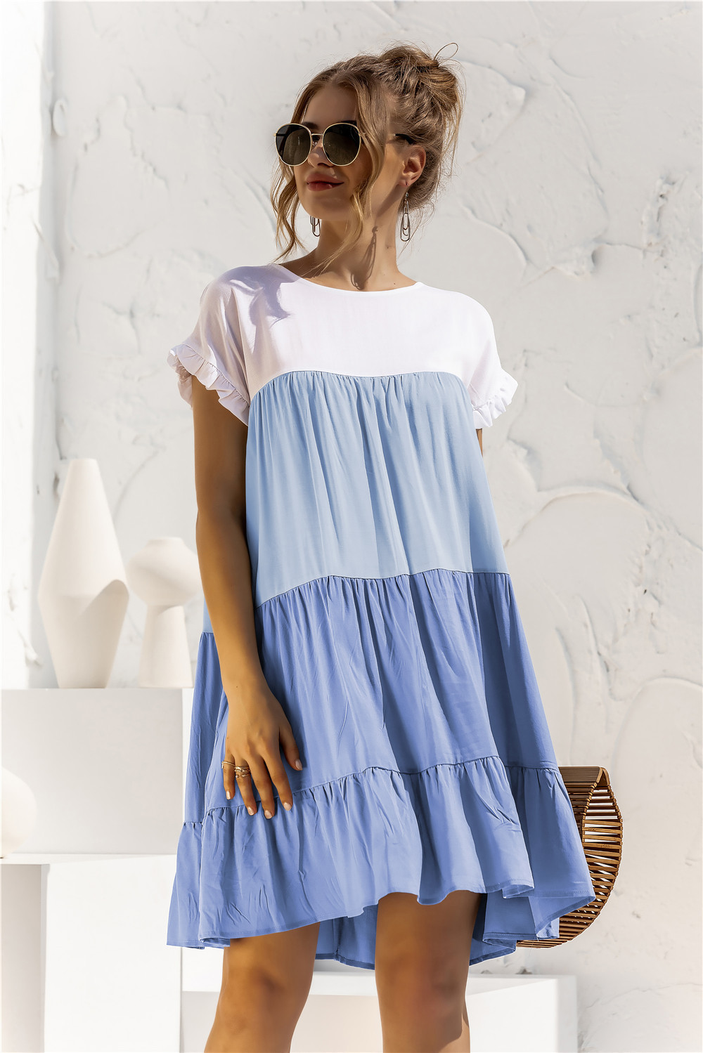 Frederick | Lockeres weites Kleid mit Farbblockmuster