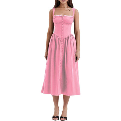 Eya | Schwarzes Midi-Sommerkleid