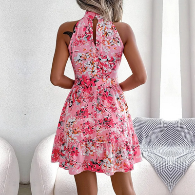 Minikleid | Neckholder & Blumenmuster | Verspielt & Feminin