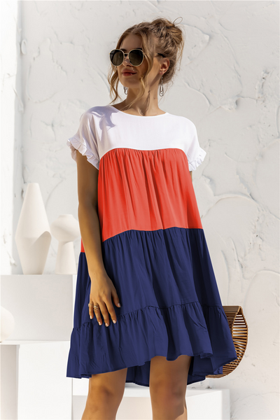 Frederick | Lockeres weites Kleid mit Farbblockmuster