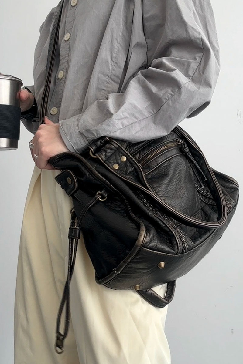Retro Leder Tote Tasche