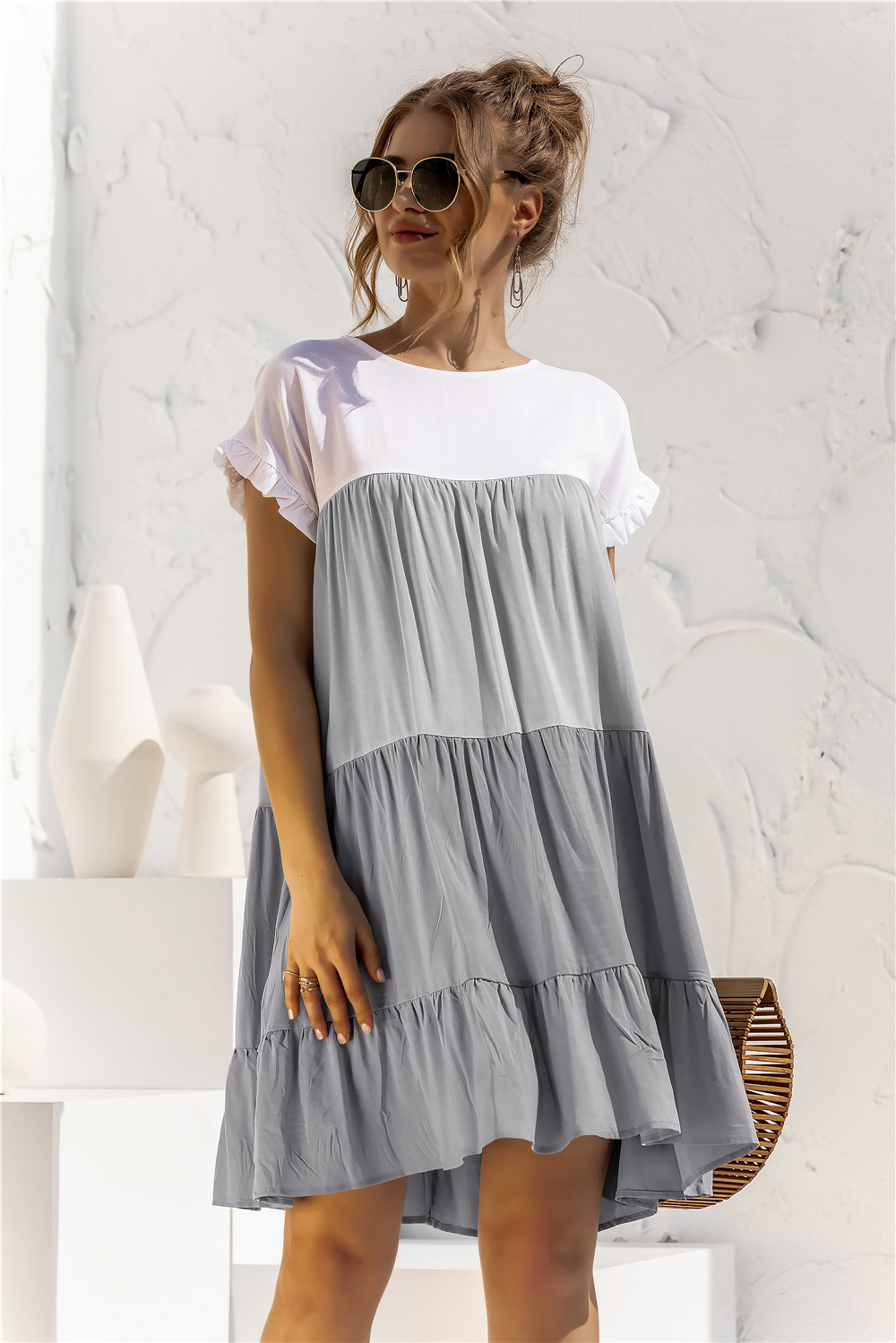 Frederick | Lockeres weites Kleid mit Farbblockmuster
