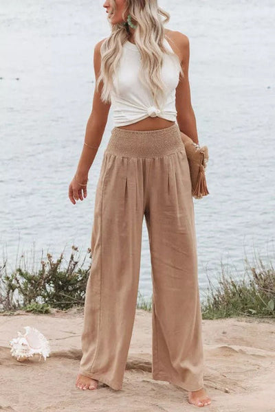 Audrey® | Gesmokte Hose aus Leinenmischung von Fresh Air mit Taschen