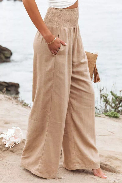 Audrey® | Gesmokte Hose aus Leinenmischung von Fresh Air mit Taschen