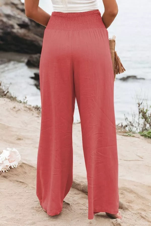 Audrey® | Gesmokte Hose aus Leinenmischung von Fresh Air mit Taschen