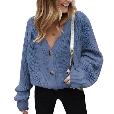 Marisa - klassische Strickjacke mit Laternenärmeln