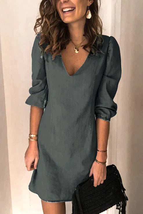 Gwendy | Lässiges Kleid mit festem V-Ausschnitt für Damen