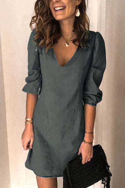 Gwendy | Lässiges Kleid mit festem V-Ausschnitt für Damen