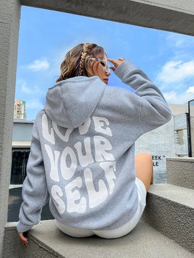 Rückenbedruckter Hoodie für Damen