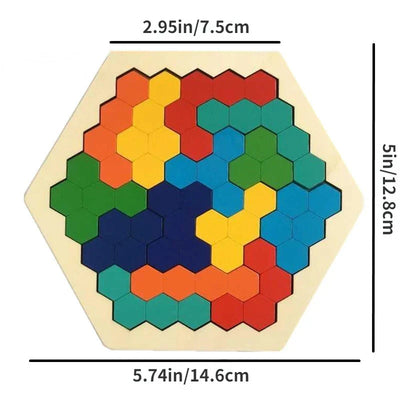 HexaFun 3D sechskantiges Holzpuzzlespiel – Pädagogisches STEM-Spielzeug für Kinder