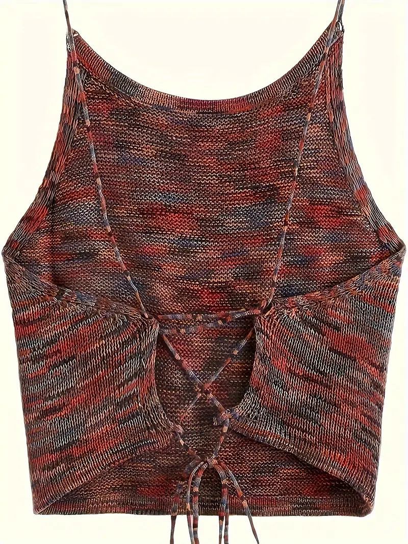 Melanie | Elegantes Rückenfreies Stricktop mit Spaghettiträgern