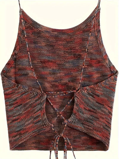 Melanie | Elegantes Rückenfreies Stricktop mit Spaghettiträgern