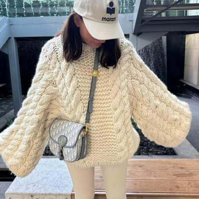 Grob gestrickter Pullover in Übergröße für Damen