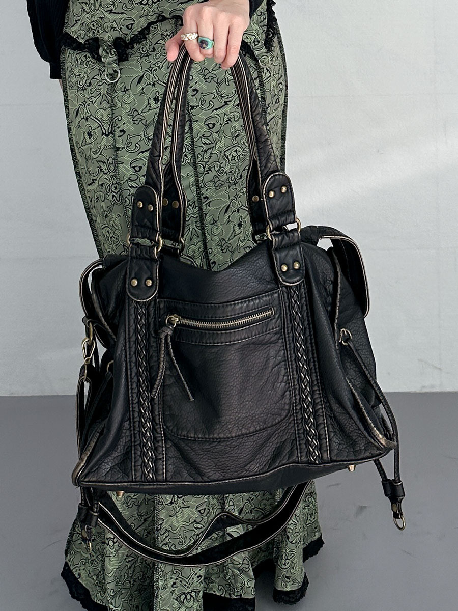 Retro Leder Tote Tasche