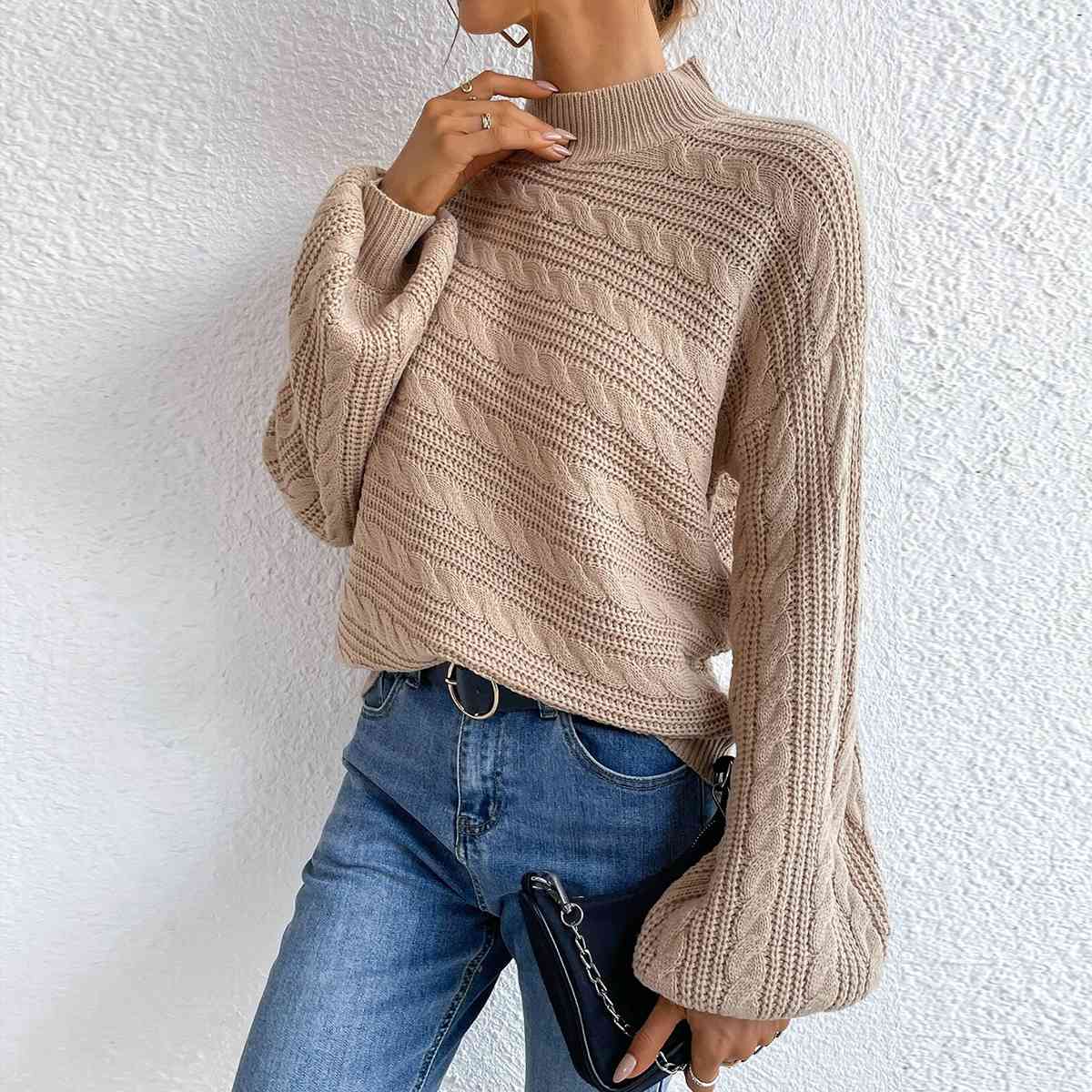 Eleganter Rollkragenpullover aus Zopfmuster für Damen