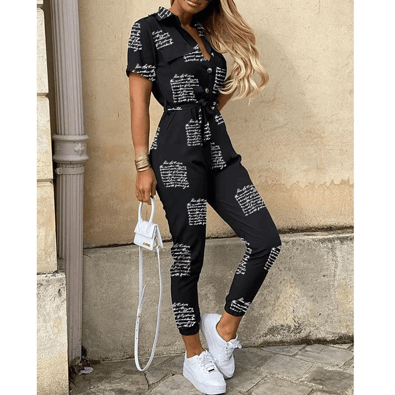 Jumpsuit mit Streifen | Taillengürtel | Dynamischer Freizeitstil