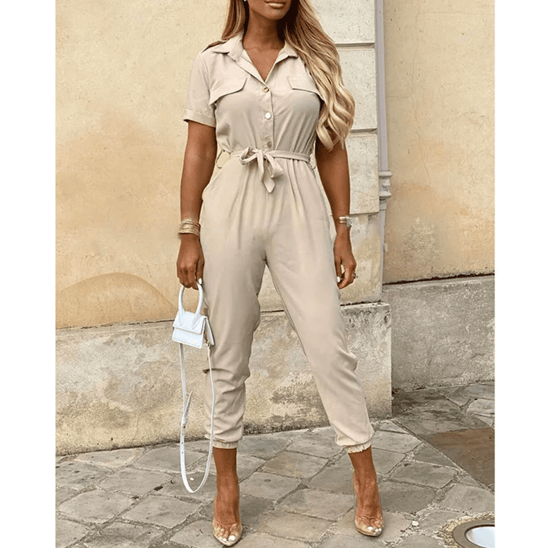 Jumpsuit mit Streifen | Taillengürtel | Dynamischer Freizeitstil
