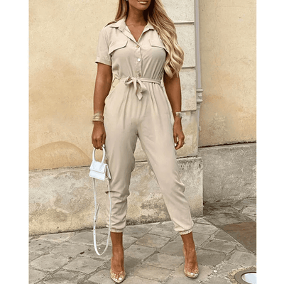 Jumpsuit mit Streifen | Taillengürtel | Dynamischer Freizeitstil