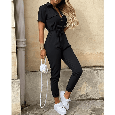 Jumpsuit mit Streifen | Taillengürtel | Dynamischer Freizeitstil