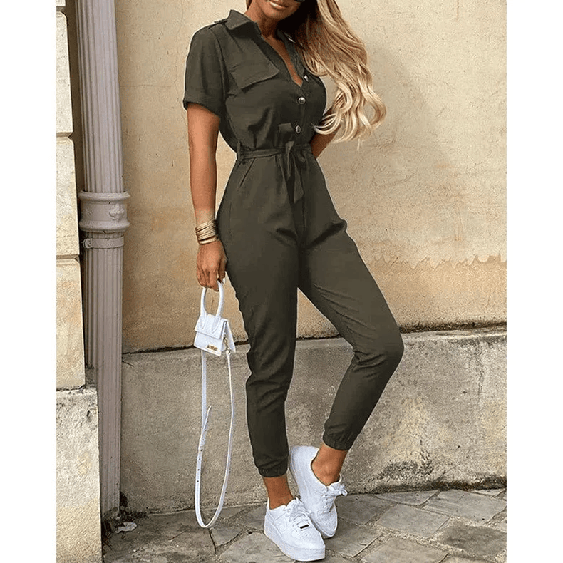 Jumpsuit mit Streifen | Taillengürtel | Dynamischer Freizeitstil