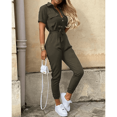 Jumpsuit mit Streifen | Taillengürtel | Dynamischer Freizeitstil
