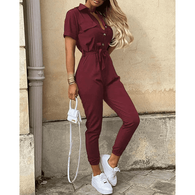 Jumpsuit mit Streifen | Taillengürtel | Dynamischer Freizeitstil
