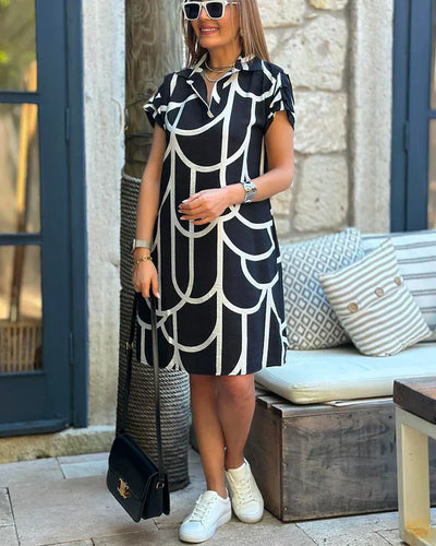 Vivien® | Kurzärmliges Midikleid mit elegantem Print