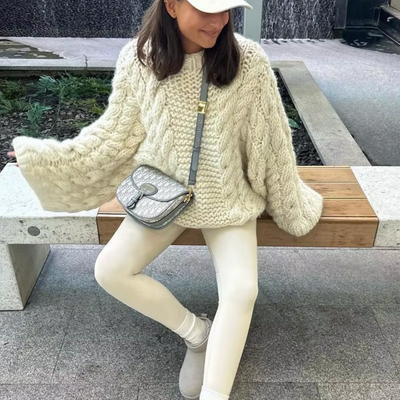 Grob gestrickter Pullover in Übergröße für Damen