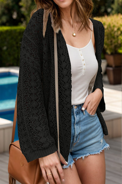 Gehäkelte Strickjacke | Offenes Design | Lässige Eleganz