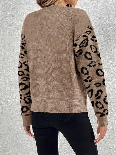 Giulia – Damenpullover mit Leopardenmuster und Rundhalsausschnitt