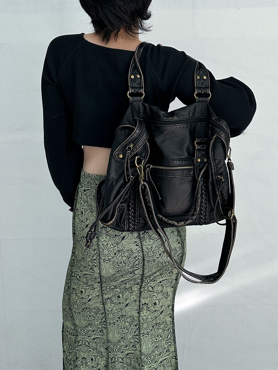 Retro Leder Tote Tasche