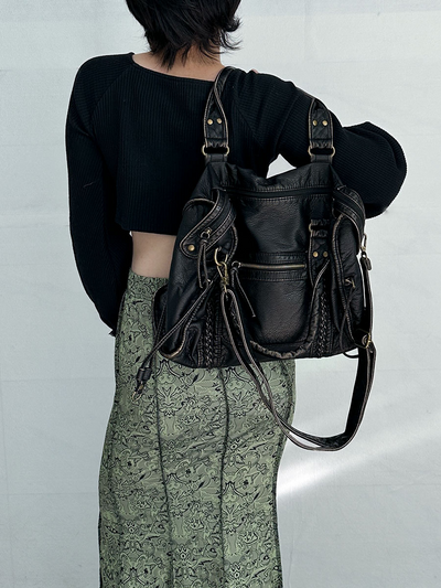 Retro Leder Tote Tasche