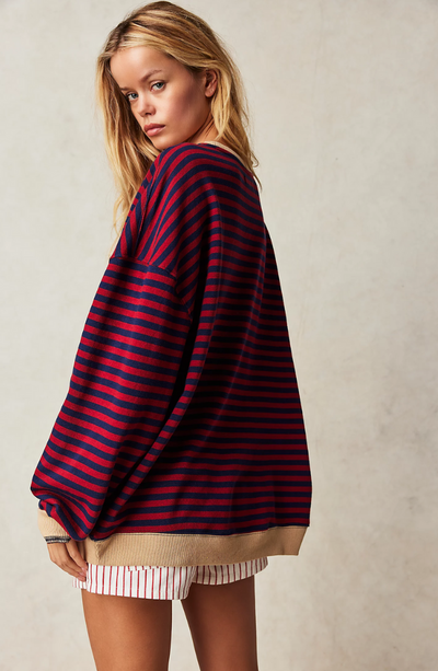Gestreiftes Sweatshirt in Übergröße für Damen