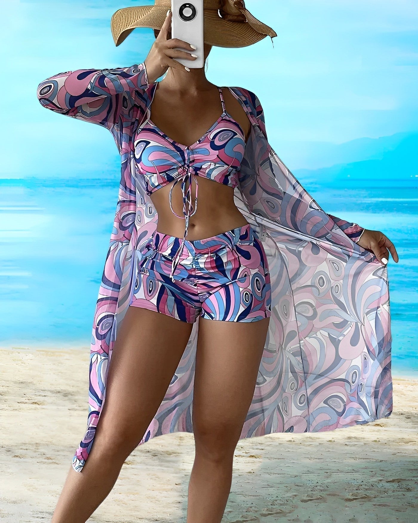 Erica® | Stilvolles 3-teiliges Bikini-Set mit Blumenmuster