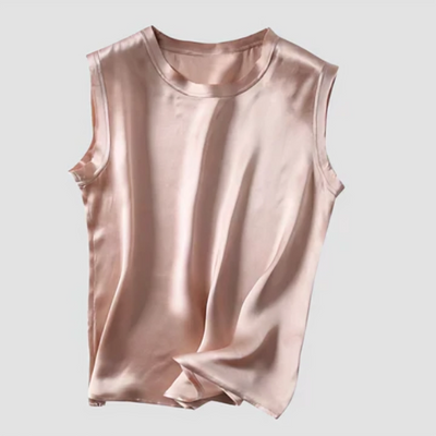 Greta | Edle Ärmellose Satinbluse